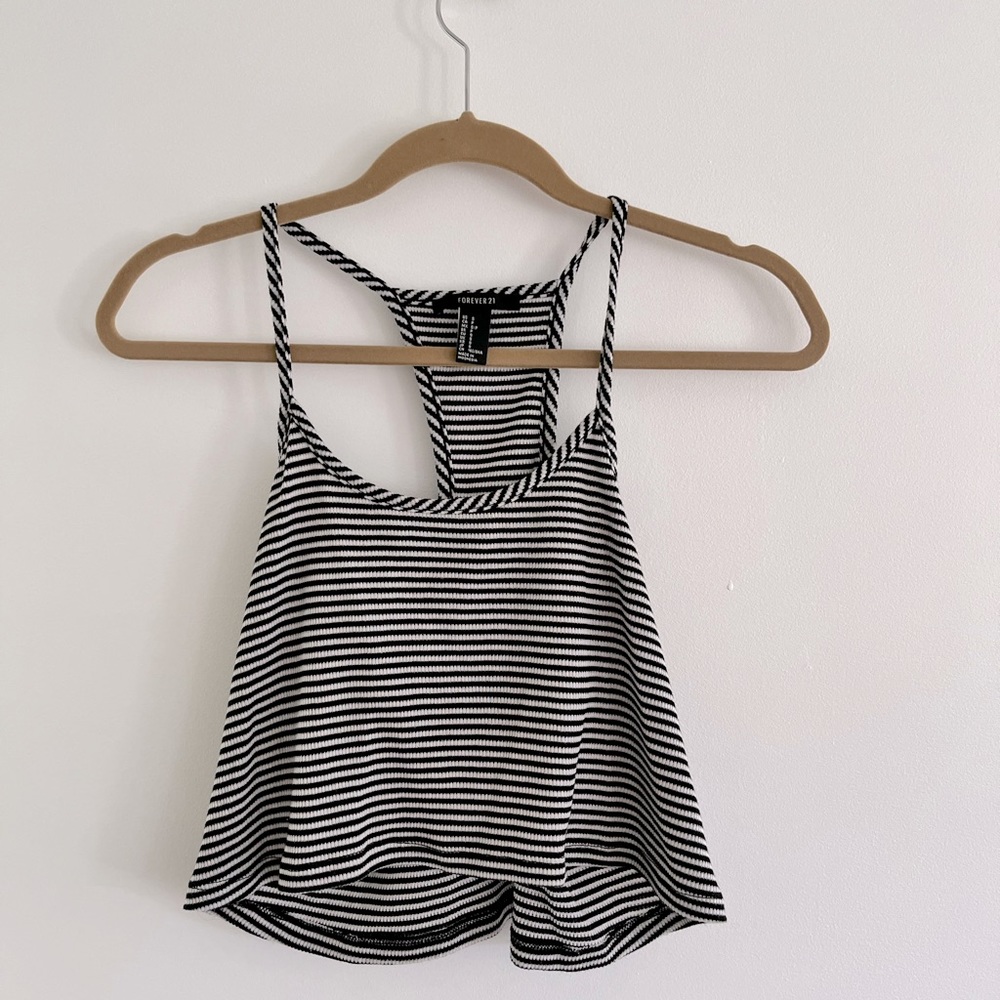 Forever 21 Black and White Striped Baby Doll Tank/ Small